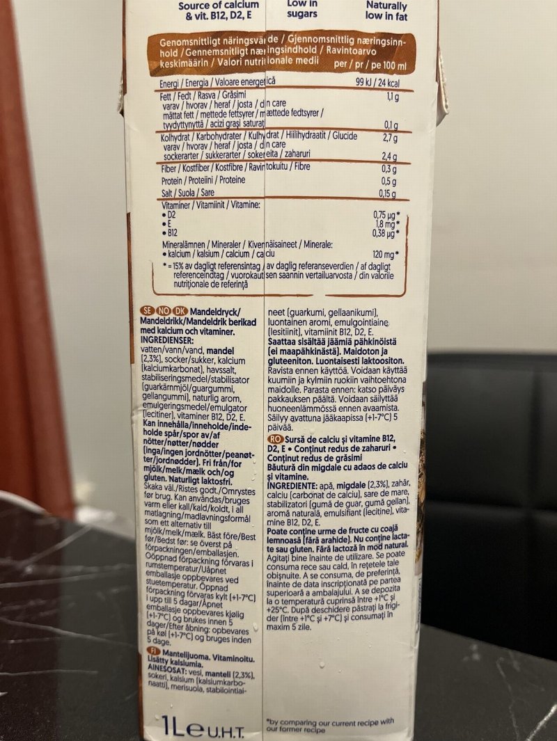 Foto da tabela nutricional