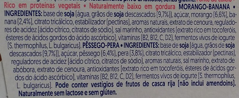 Foto da lista de ingredientes