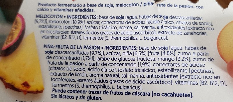 Foto da lista de ingredientes