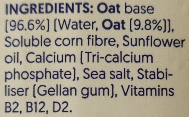 Foto da lista de ingredientes
