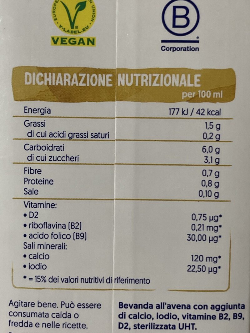 Foto da tabela nutricional