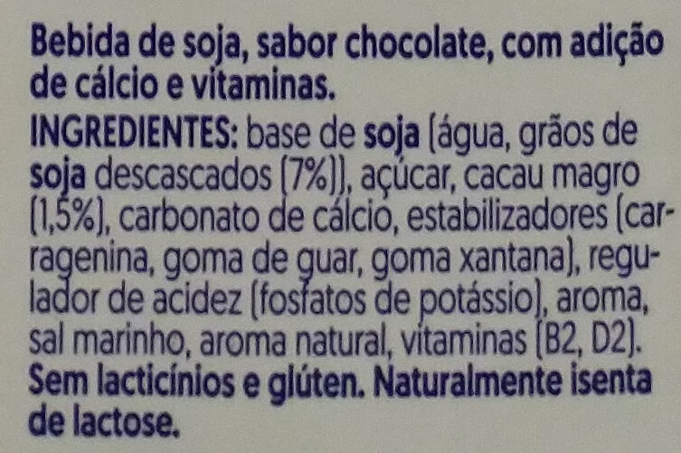 Foto da lista de ingredientes