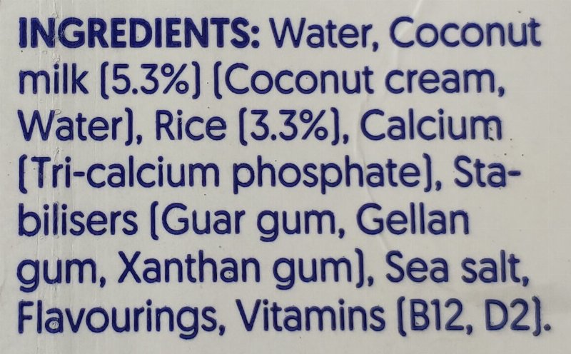 Foto da lista de ingredientes