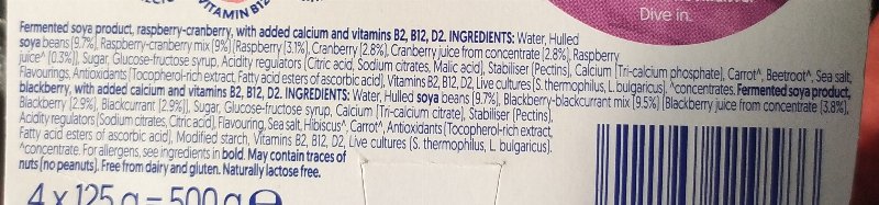 Foto da lista de ingredientes