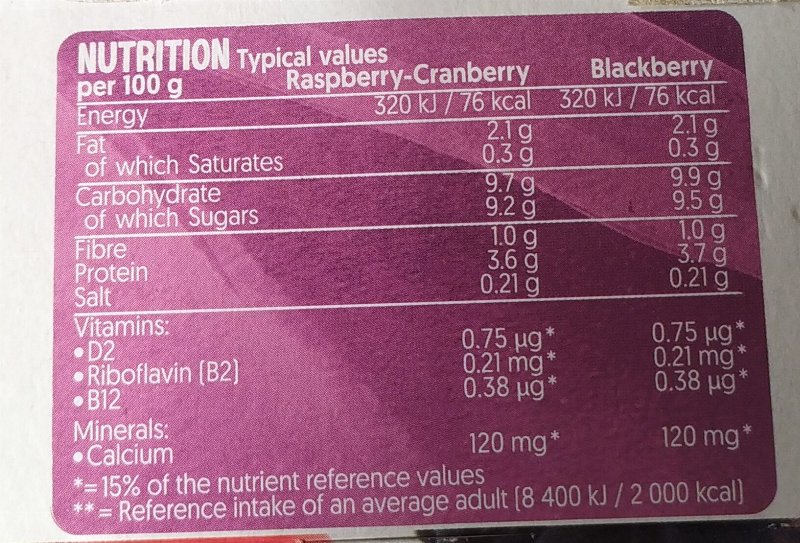 Foto da tabela nutricional