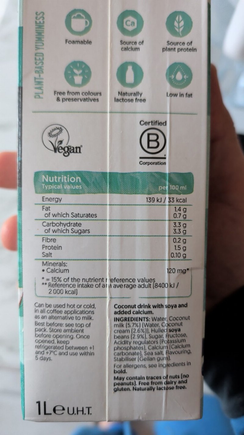 Foto da tabela nutricional