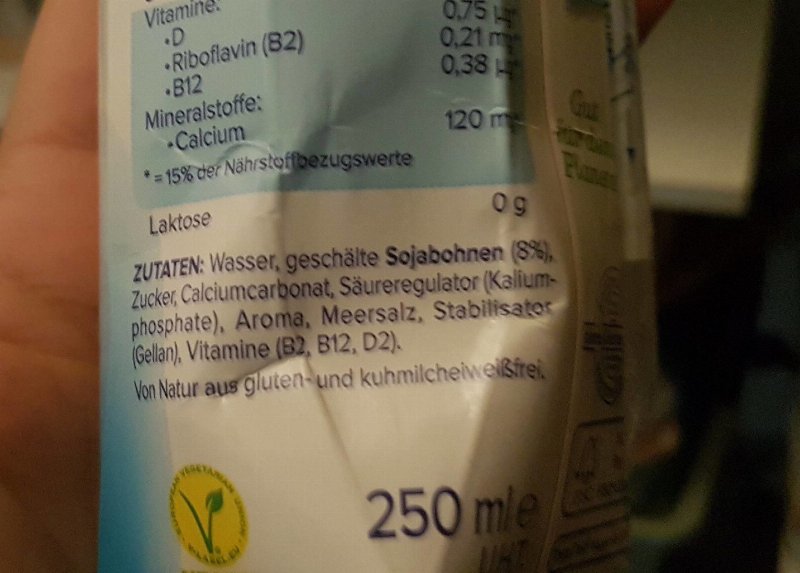 Foto da lista de ingredientes