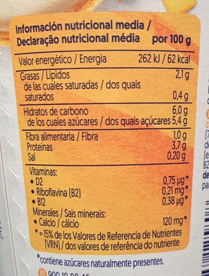 Foto da tabela nutricional