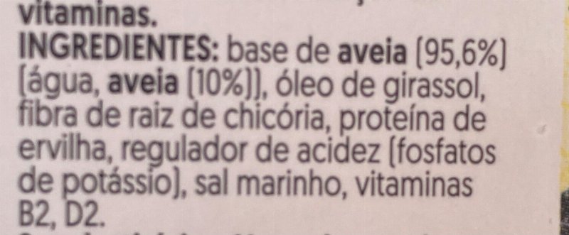 Foto da lista de ingredientes