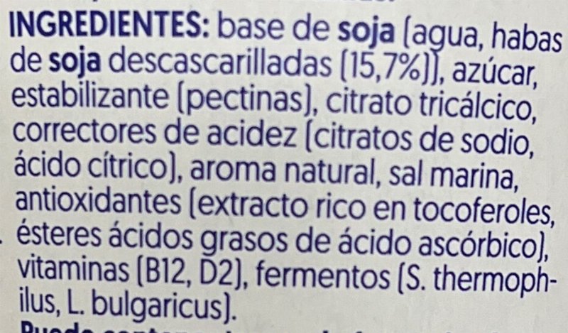 Foto da lista de ingredientes