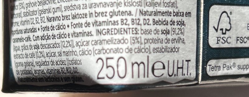 Foto da lista de ingredientes