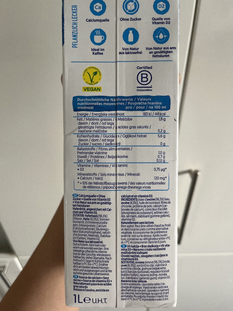 Foto da tabela nutricional