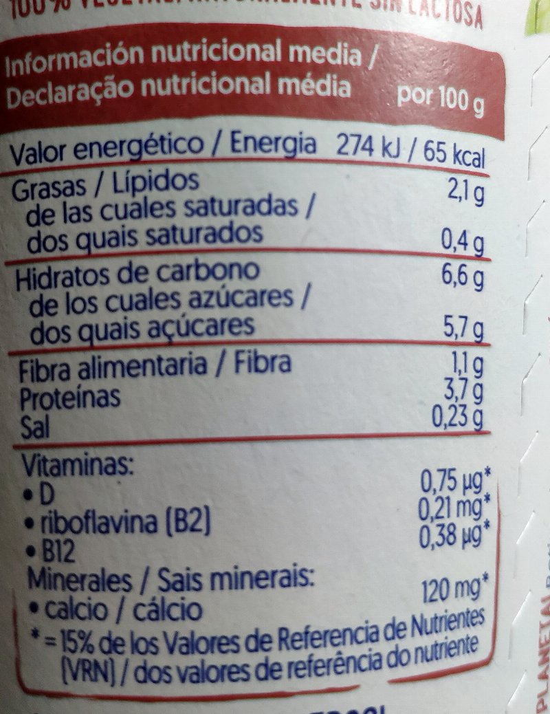 Foto da tabela nutricional