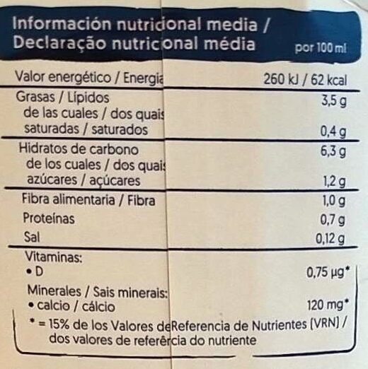 Foto da tabela nutricional