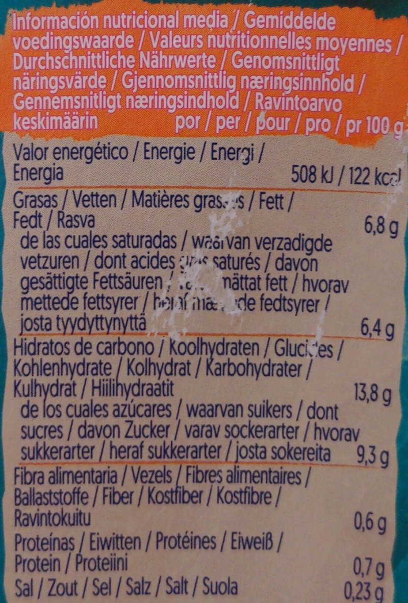 Foto da tabela nutricional