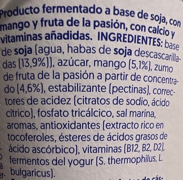 Foto da lista de ingredientes