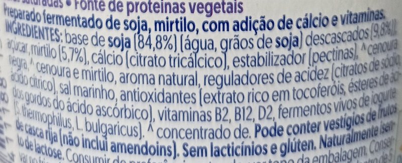 Foto da lista de ingredientes