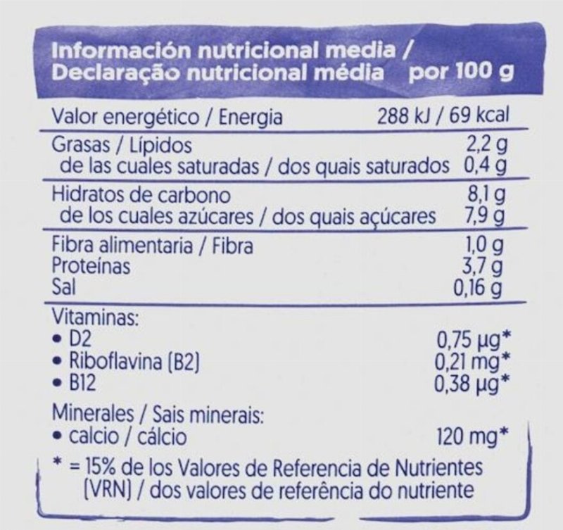 Foto da tabela nutricional