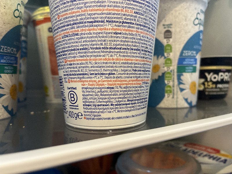 Foto da lista de ingredientes