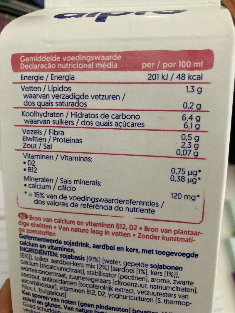 Foto da tabela nutricional