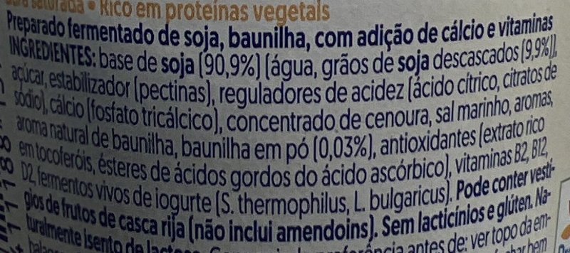 Foto da lista de ingredientes