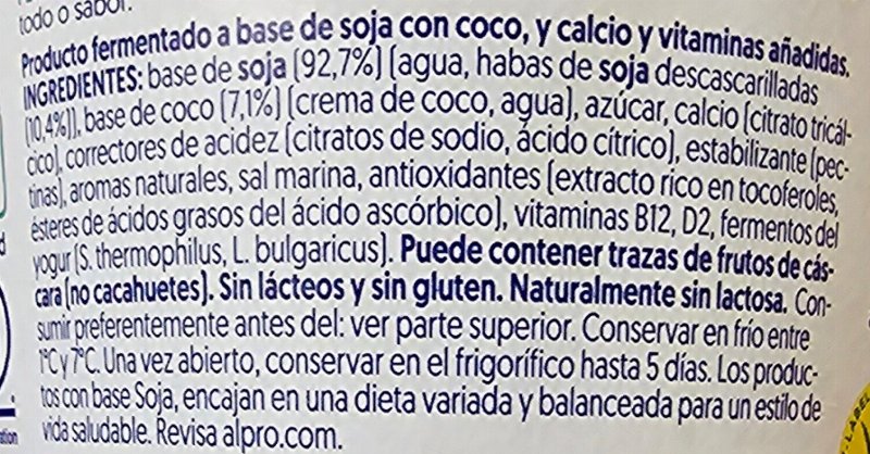 Foto da lista de ingredientes