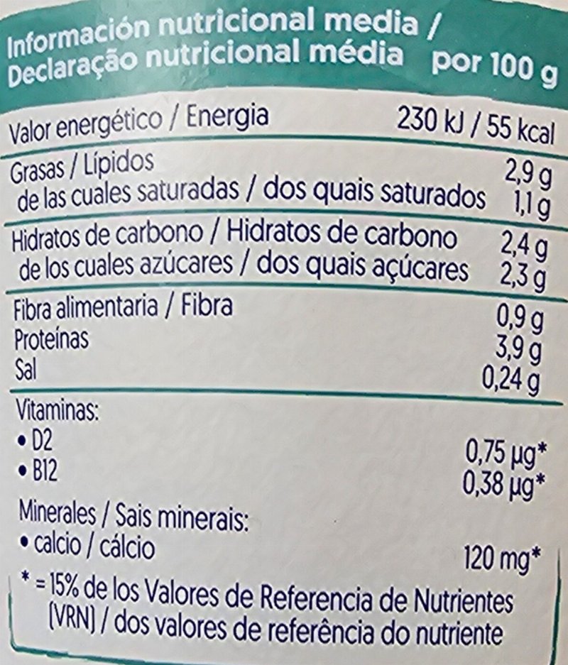 Foto da tabela nutricional