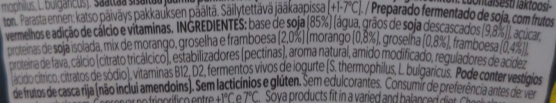 Foto da lista de ingredientes