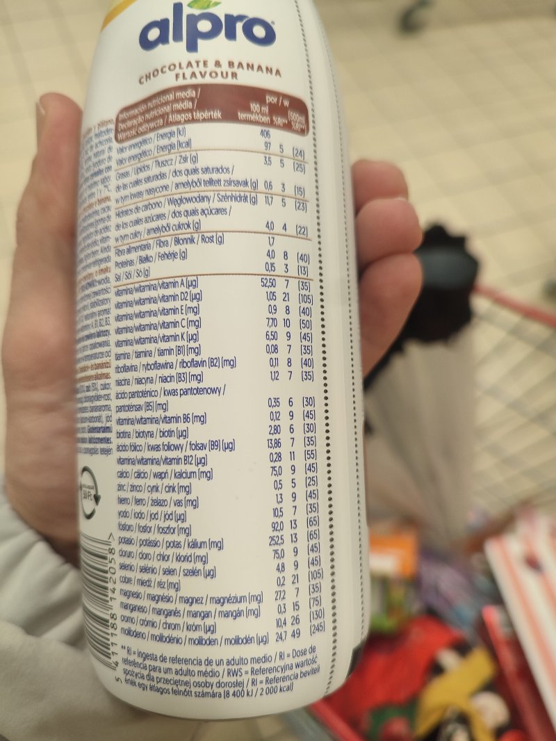 Foto da tabela nutricional