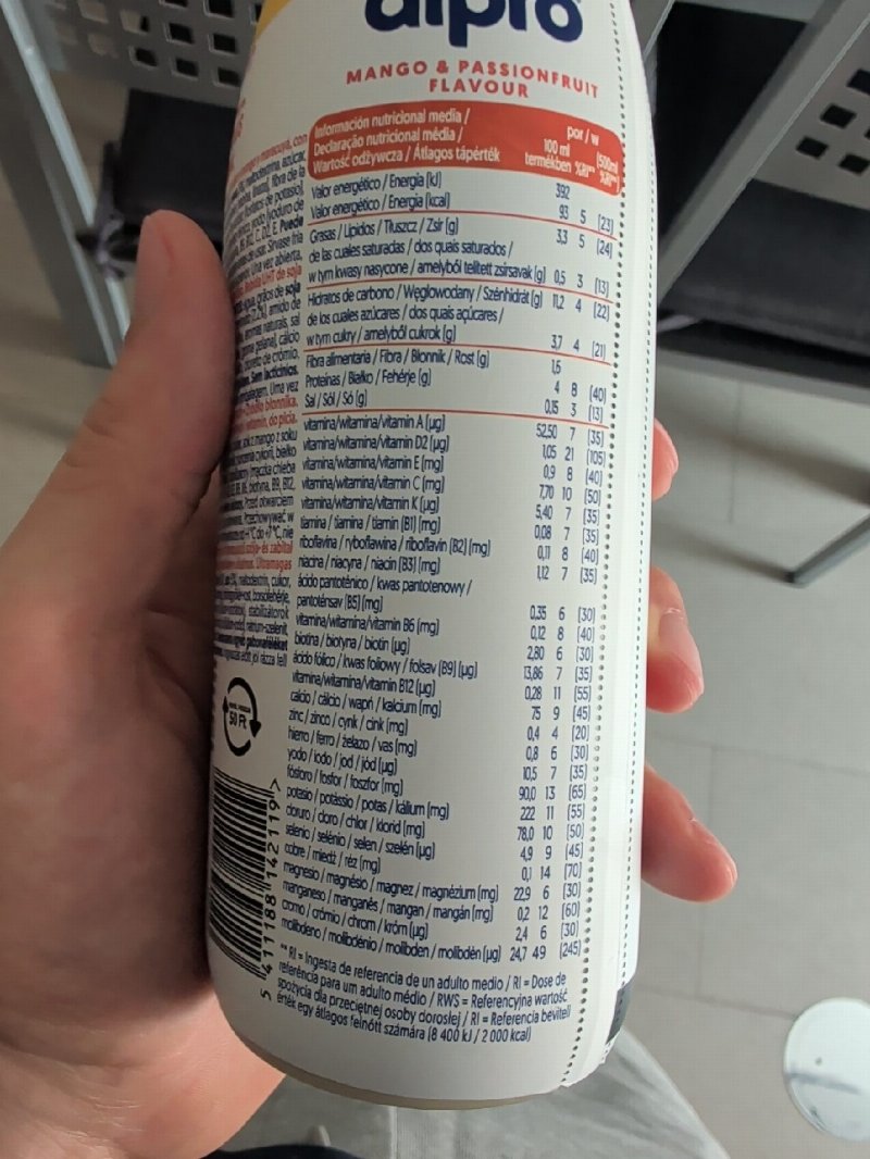 Foto da tabela nutricional