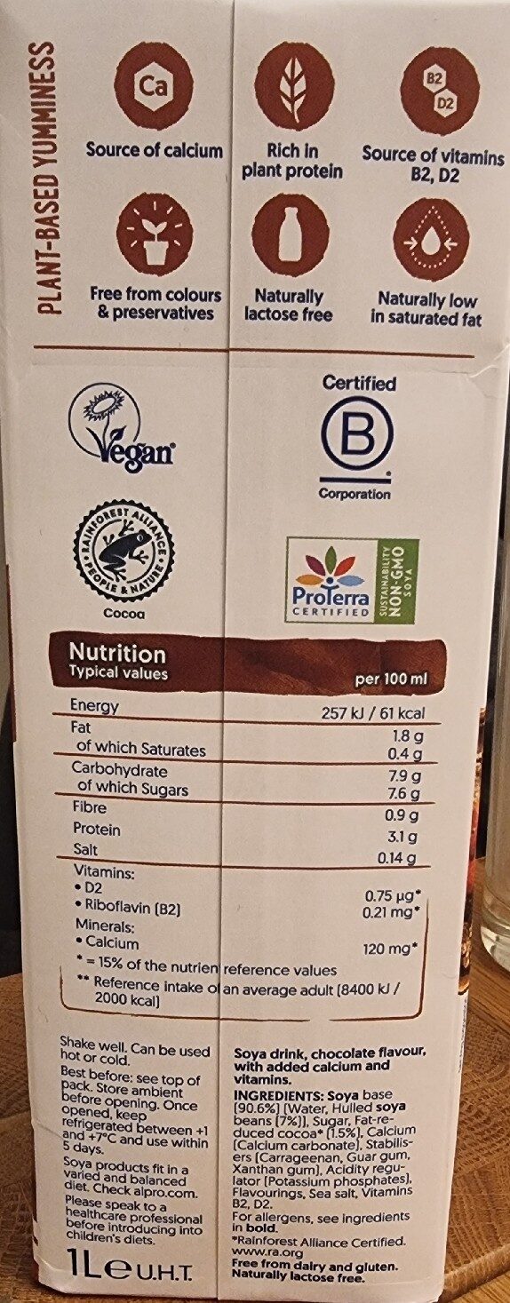 Foto da tabela nutricional
