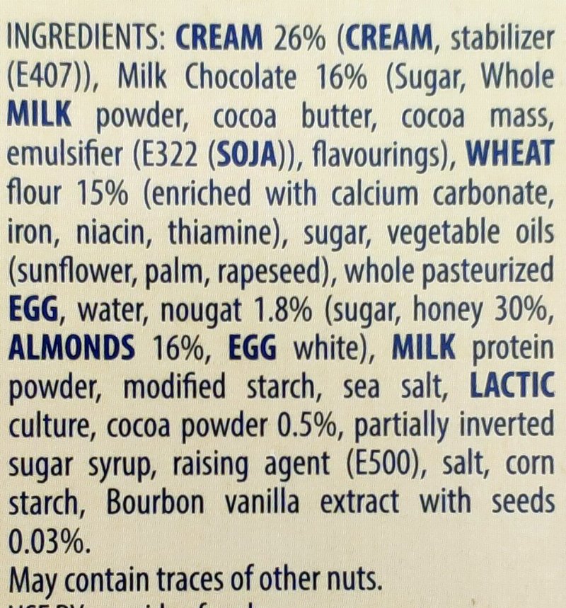 Foto da lista de ingredientes