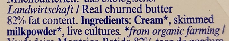 Foto da lista de ingredientes