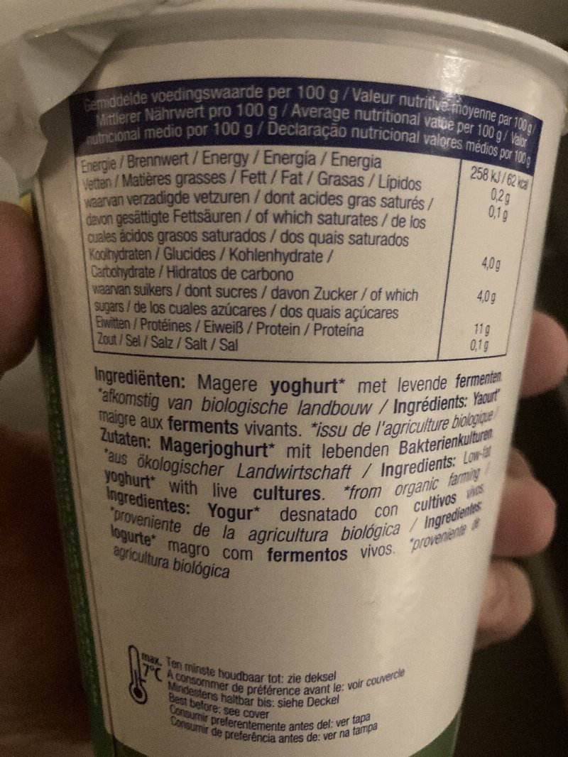 Foto da lista de ingredientes
