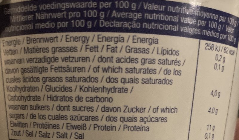 Foto da tabela nutricional