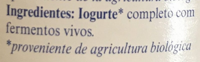 Foto da lista de ingredientes
