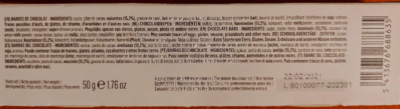 Foto da lista de ingredientes