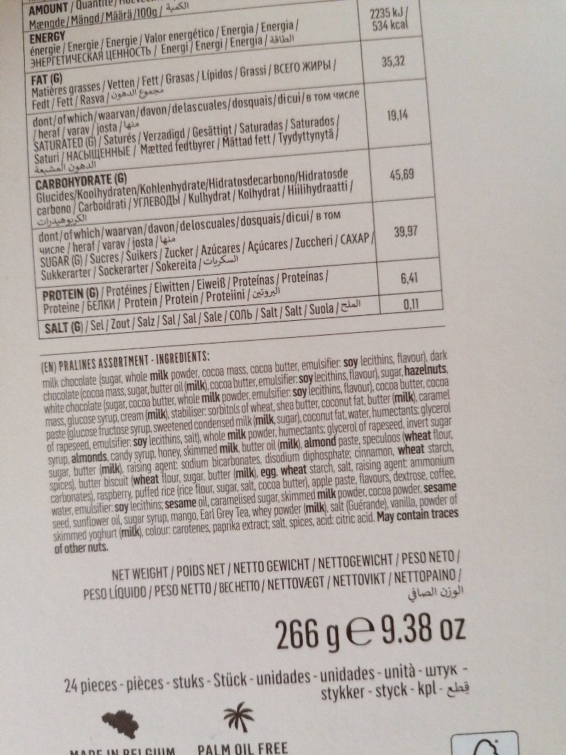 Foto da lista de ingredientes