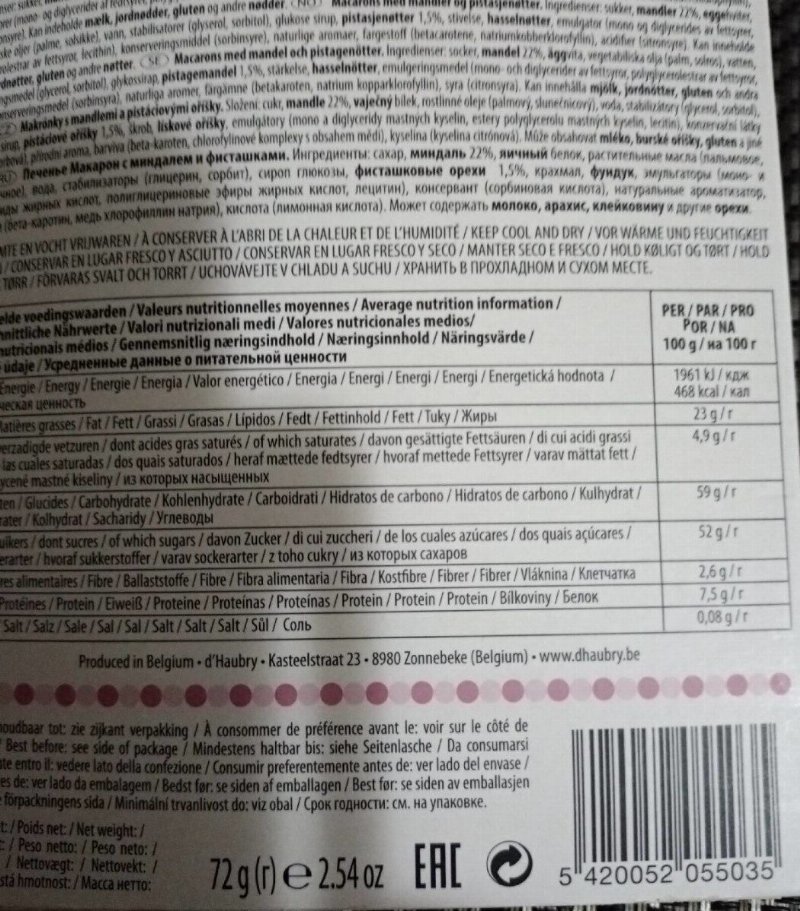 Foto da tabela nutricional