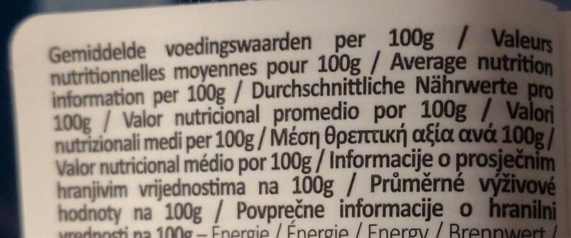 Foto da tabela nutricional