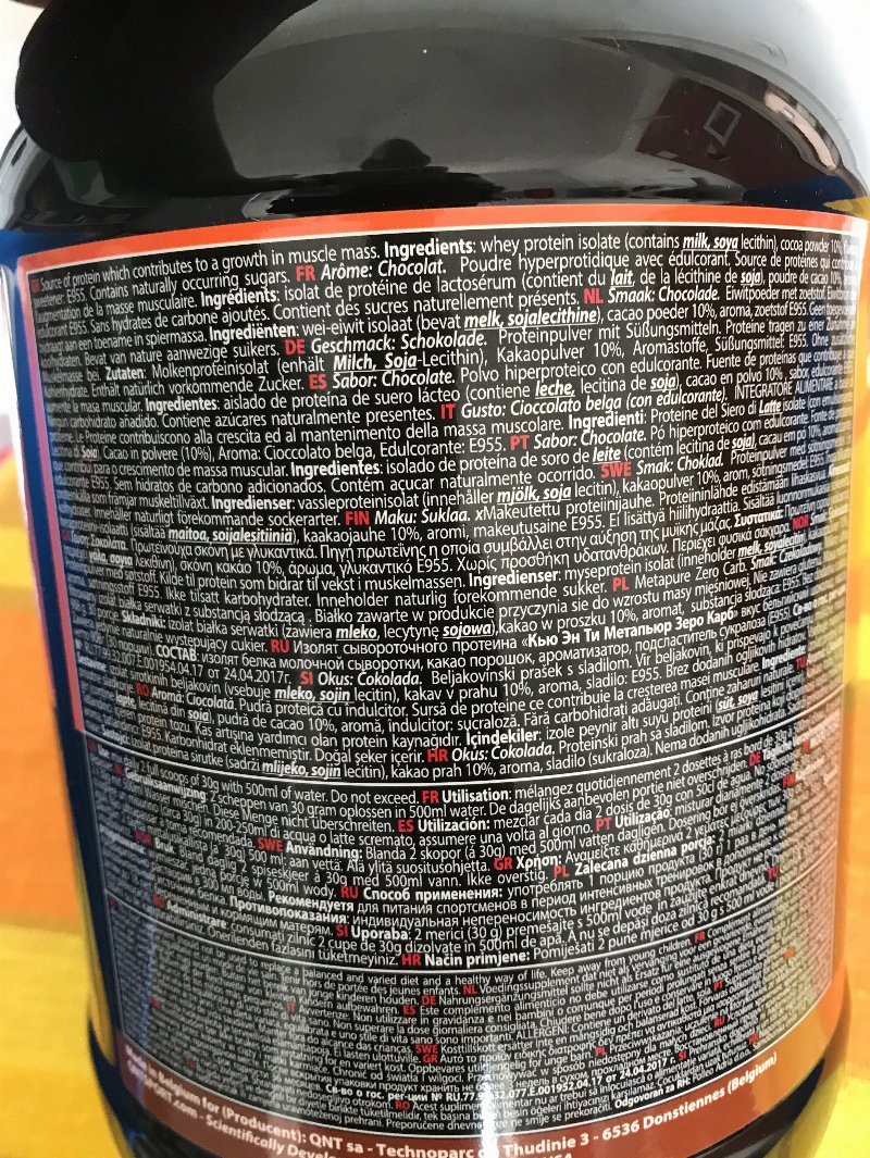 Foto da lista de ingredientes