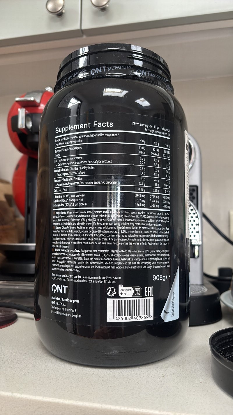 Foto da tabela nutricional