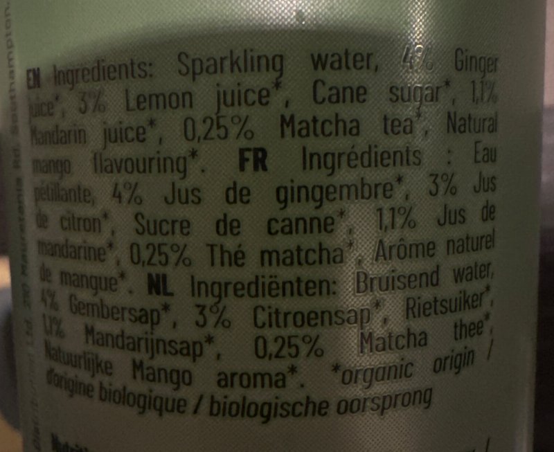 Foto da lista de ingredientes