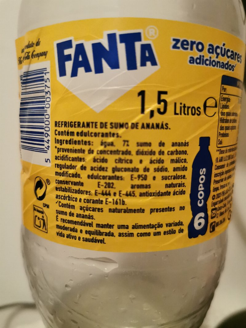Foto da lista de ingredientes