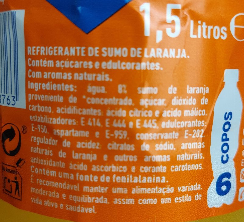 Foto da lista de ingredientes