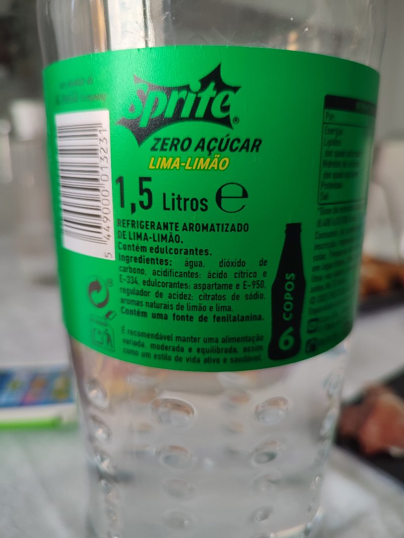 Foto da lista de ingredientes