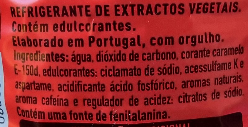 Foto da lista de ingredientes
