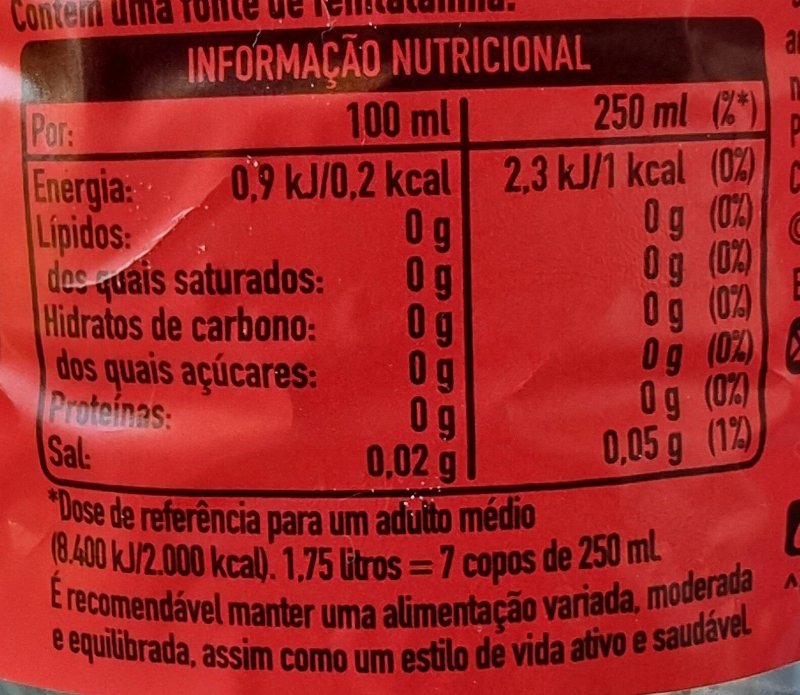 Foto da tabela nutricional