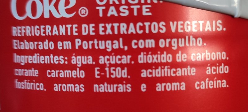 Foto da lista de ingredientes