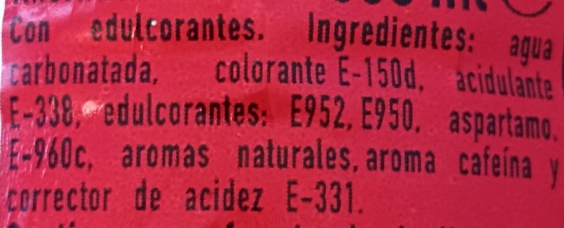 Foto da lista de ingredientes